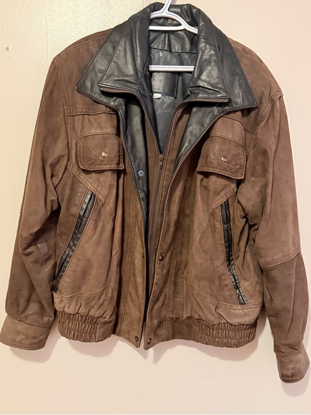 Vintage Brown Leather Men's Bomber Jacket